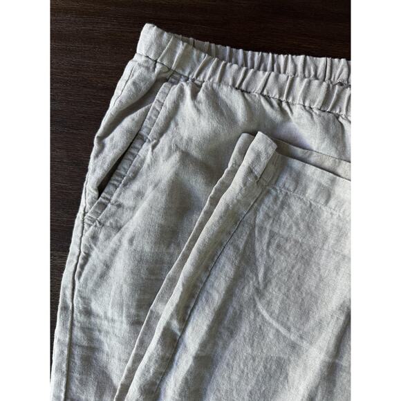 Eileen Fisher Pants - Eileen Fisher Cropped Organic Linen Pants Womens Large Beige Wheat Straight Leg